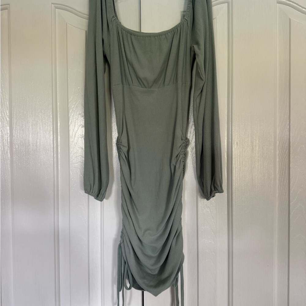 Altar'd State Green Ruched Bodycon Dress